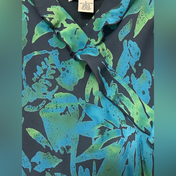 Blue and green asymmetrical dress - Picture 4 of 4